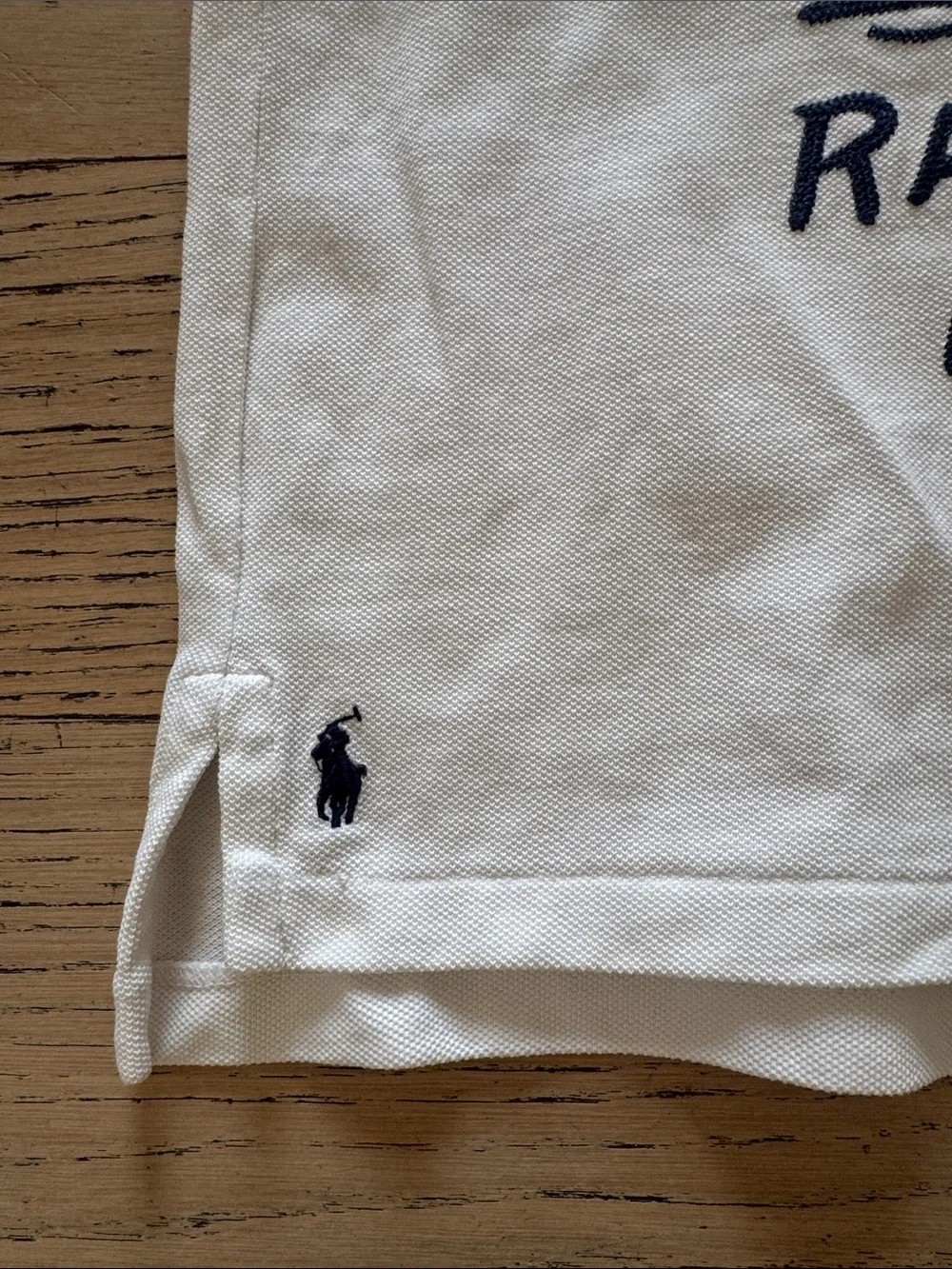 POLO RALPH LAUREN Boys White Cotton Polo with Navy Cote d'Azur Graphic, sz 10-12